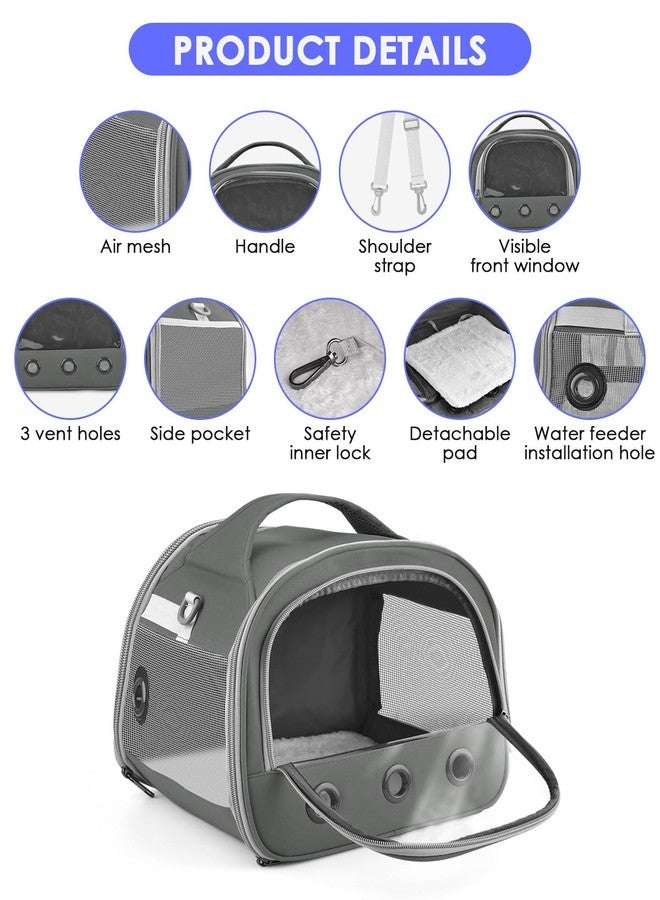 Bissap Guinea Pig Carrier Bag, Portable Small Animal Carrier Pouch for Hamster Chinchilla Rabbit Gerbil Hedgehog Sugar Glider Outgoing Travel Carrying Case - Grey - Image 2